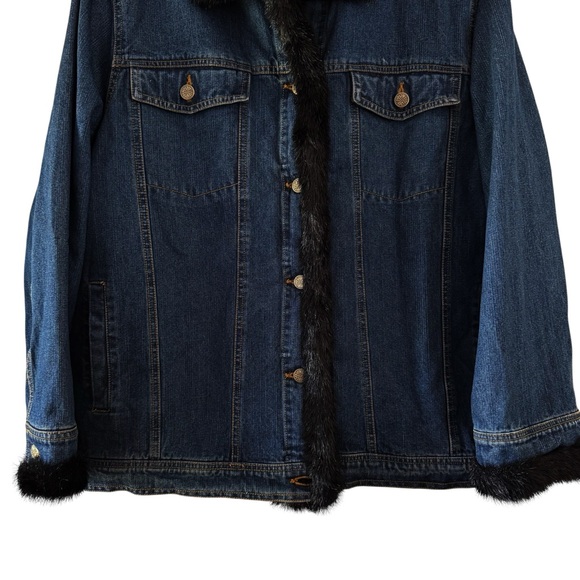 Marvin Richards Faux Fur Lined Denim Jacket Women’s Size 1X - Picture 4 of 15